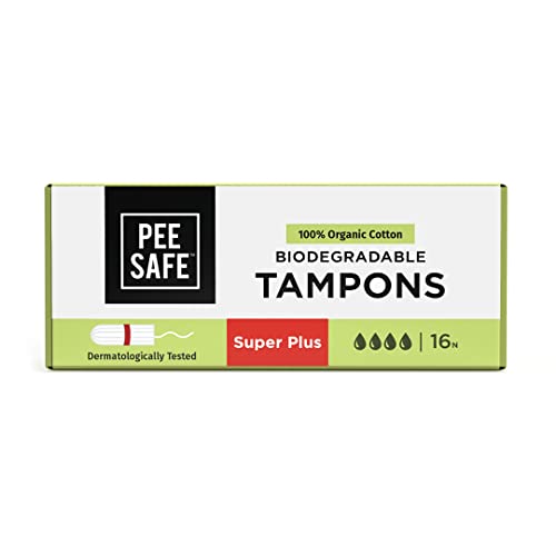 Image of Pee Safe 100% Organic Cotton Tampons Super Plus (Pack Of 16) For Heavy Flow | Comfortable & Stain-Free Experience | Ultra Soft & Highly Absorbent | Rash & Irritation Free | Skin Friendly | FDA Approved | Pack Of 16