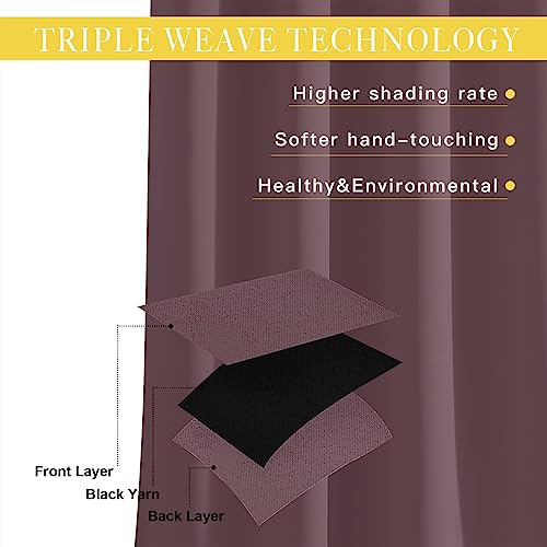 NICETOWN Wide Curtain 84 inch Length for Living Room, Grommet Thermal Insulated Blackout Room Divider Curtain Sound Proof Light Blocking for Patio/French Door (Dry Rose, 1 Panel, W80 x L84)