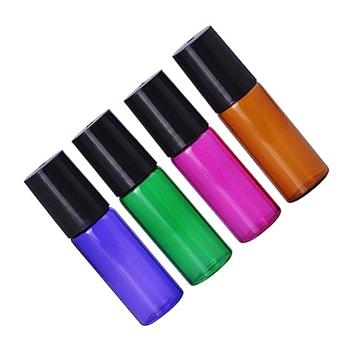 IWOWHERO 4 Botellas Dispensadoras Reutilizables Con Rodillo De 1/5 Rellenables Para Loción Minibotellas Cosméticas Para Aceites Esenciales Con Rodillo Antigoteo Para Almacenar