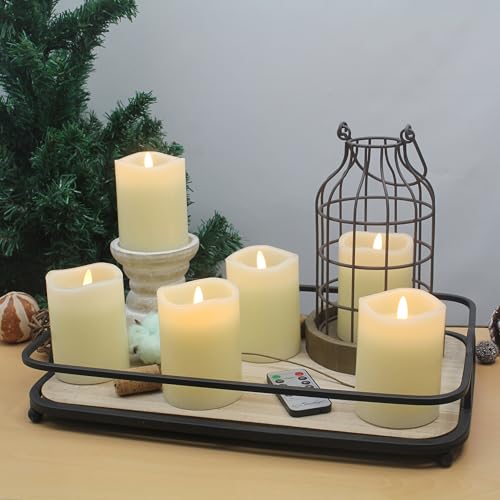 Image of Stonebriar 3 Count Ivory Real Wax 3x4 Flameless LED Pillar Candles with Remote and Timer