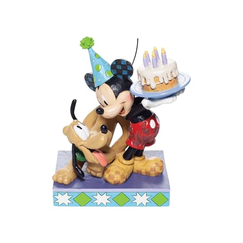 Disney Traditions, Figura de Mickey Mouse y Pluto con pastel, para coleccionar,...