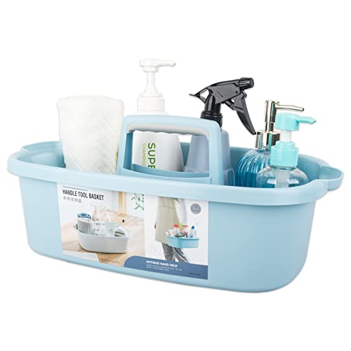 JiatuA Large Cleaning Supplies Caddy Portable Shower Basket Supply Organizer with Handle Plastic Bucket Tool Storage for Bathroom Bedroom Kitchen College Dorm Garden Blue
