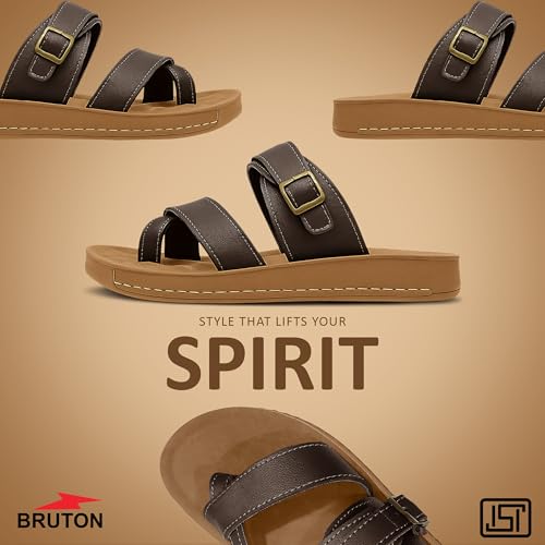 Image of BRUTON Stylish Men's Sandals | Comfortable, Lightweight & Anti-Skid | PU Material Casual Footwear for Office & Daily Use