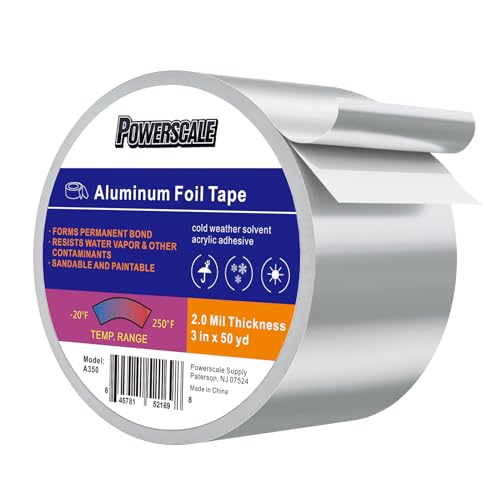 Image of PowerScale Aluminum Tape - 3 in x 150 Ft (50YD) 3.9 Mil | High Temperature Aluminum Foil Tape for HVAC Ductwork & Industrial /Home Use