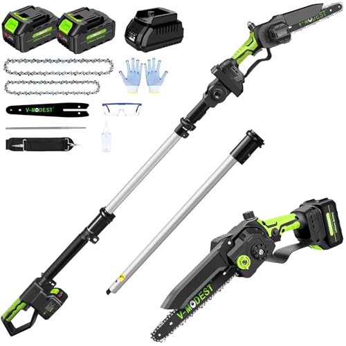 V-MODEST 2-IN-1 Cordless Pole Saw 8 inch Mini Chainsaw, Pole Saws for Tree...