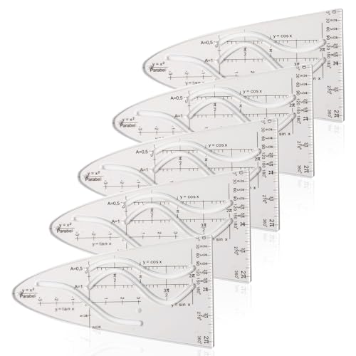 5 Stück Parabelschablone Mathe Einheitsparabel Parabel Zeichenschablone Kurvenschablone Normalparabel Kurvenlineal für Sinus Kosinus Tangens ein Wichtiges Hilfsmittel für Studium und Beruf