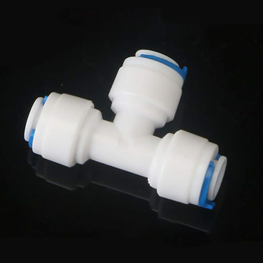 Water Filter Fitting SENRISE Push Fit Connectors Quick Connector Fitting for for RO Water Reverse Osmosis Filter System (1/4" Quick Connect + 1/4" BSP Equal Tee,3PCS)