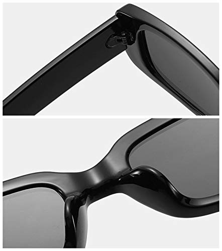 IKANOO Retro Rectangle Sunglasses for Women Men Small Square Frame Trendy Y2K 90’s Black Sunglasses (Black-Black)4