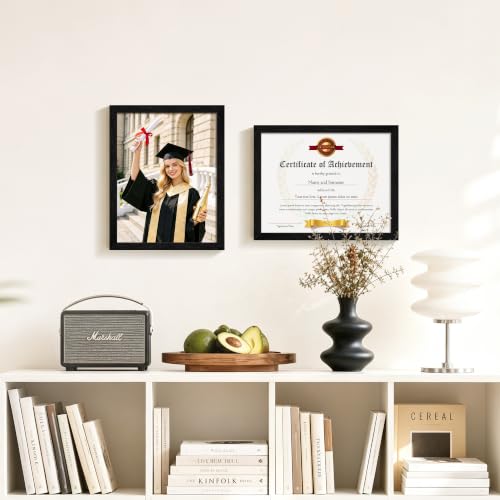 Image of 8.5x11 Solid Wood Picture Frame set of 20, Black Certificate Frames