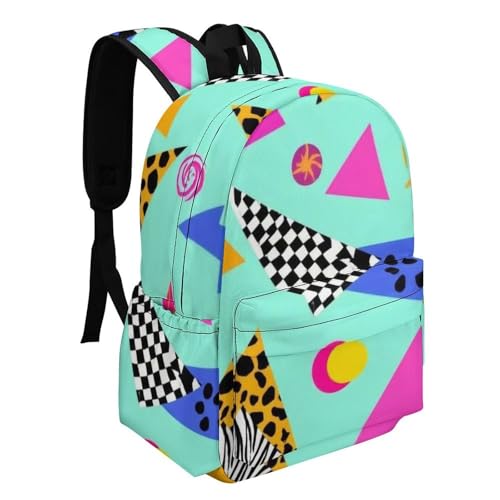 Men's Anti Theft Laptop Backpack Casual Daypack Lightweight Travel Bag Laptop Hiking Backpack Geometric Checkered Zebra Tiger Leopard Print Mint Green Retro 80s 90s2