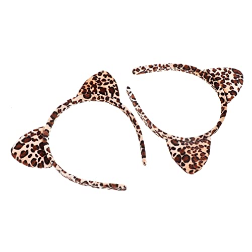 SOESFOUFU 2 Piezas Diadema Con Orejas De Gato Disfraces Decoraciones Gemas Para El Cabello Lindos Accesorios Decoración Del Cabello Fuente Orejas De Animales Aros Para El Cabello Leopard Abs