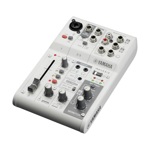 Image of Yamaha AG03MK2 White Live Streaming Kit with mixer /USB interface, condenser microphone, headphones and mic cable