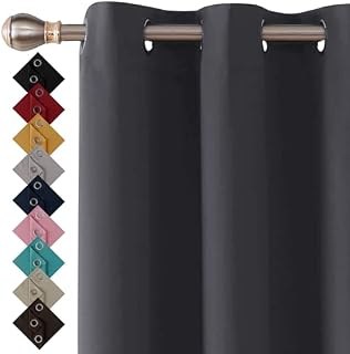 Thermal Insulated Blackout Ring Top Eyelet Curtains for Bedroom Windows 46 x 72 Inches Navy 2 Panels (46(116) wide x 72(182cm) long, Navy)