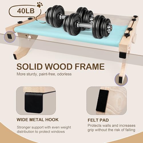 BEFER Poleiro ajustável 2 em 1 para janela para gatos 56 x 38 cm, cama de rede grande para janela de