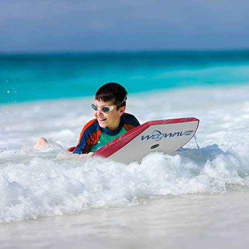 Image of WOOWAVE Bodyboard 33-inch /36-inch /41-inch Super Lightweight Body Board with Coiled Wrist Leash, Swim Fin Tethers, EPS Core and Slick Bottom, Perfect Surfing for Kids Teens and Adults(36 inch, Red)