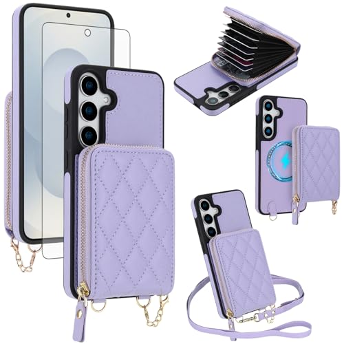 Coque Samsung S24 FE avec bandoulière et porte-carte pour femme active