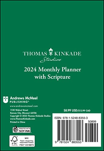 Thomas Kinkade Studios 12-Month 2024 Monthly Pocket Planner Calendar with Scripture, 6.5"W x 4.5"H - Image 2
