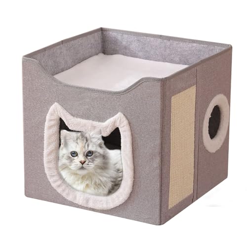 Maison pour chat extérieur et intérieur | Abri pliable 2 couches avec niche - 2