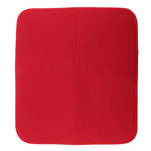 Fenteer Tapis de Sechage Égouttoir Évier en Microfibre Rangement de Vaisselle Couvert - Rouge