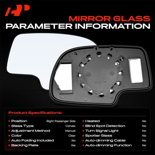 A-Premium Right Passenger Side Manual Non-Heated Mirror Glass Compatible with Chevy Silverado, Tahoe, Suburban, Avalanche & GMC Sierra, Yukon & Cadillac Escalade, Escalade ESV/EXT by A-Premium - Used condition - Image 3