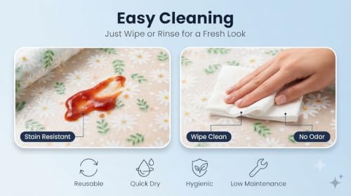 Image of Dribble EVA Shelf Liner Mat 45x500cm Roll, Non Slip Drawer & Cabinet Liner for Kitchen, Waterproof Oilproof Washable Fridge Mat, Anti Skid Cupboard Wardrobe Multipurpose Mat Spring Daisy