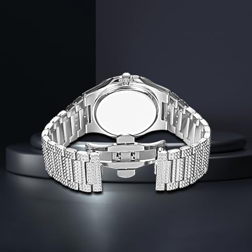 MASTOP Women Fanmis White Luxury Classic Stainless Steel Gold Dial Quartz Analog Bangle Wrist Watch