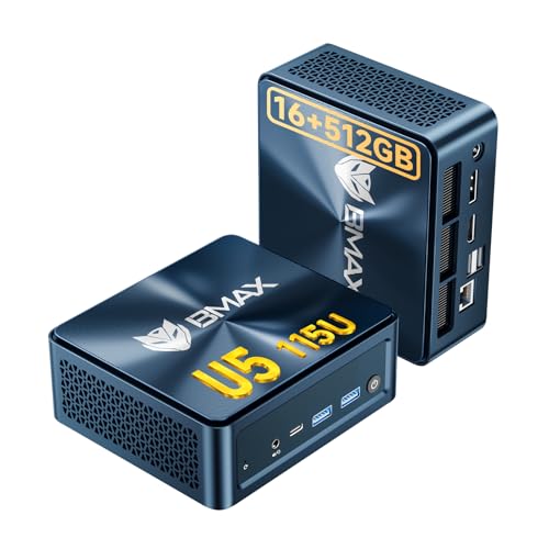 Image of Bmax AI Mini PC Gaming Desktop Computer Intel Core Ultra 5 115U (8C /10T Turbo 4.2 GHz),NPU /GPU: 21 Tops, Intel ARC 130V, with SK Hynix 16GB LPDDR5X, 512GB SSD, 8K Display, WiFi6