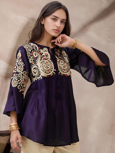Image of Bee M Pee Designer Rayon Paisley Regular Short Kurti for Women Tunics Latest