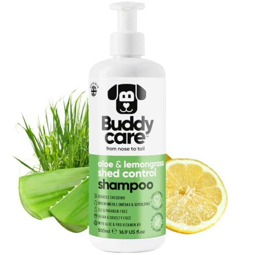 Fellpflege-Shampoo von Buddycare - Shampoo zur Kontrolle des Haarausfalls bei Hunden - Mit Aloe Vera und Pro-Vitamin B5 (500ml)
