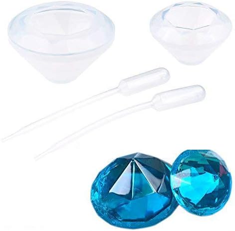 Polymer Clay/Resin Molds - DIY 'Diamond' Kit - Set of 2 Silicone Shapes - Create Your Own Crystal Clear or Opaque Diamond Shaped Objects - Easy to Remove After Molding - Soft and Durable