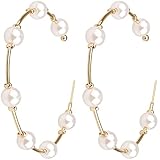 Large Pearl Hoop Earrings