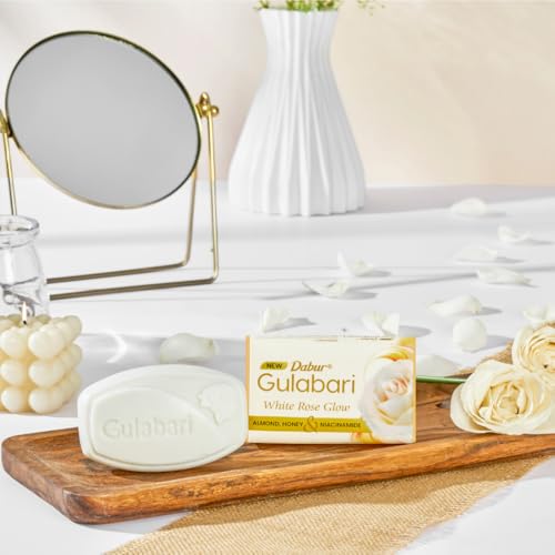Image of Gulabari White Rose Soap - 450g (150g x 3) | Moisturizing Bathing Soap for Soft, Glowing Skin for Skin & Body | Goodness of Almond Milk, Honey & Niacinamide