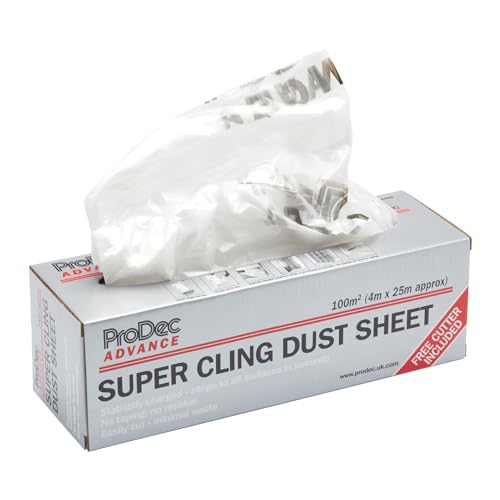 ProDec Advance 100 m² (4 m x 25 m) Super Cling Polyethylen-Staubschutzfolienrolle, statisch aufgeladen, unsichtbare Haftung ohne Klebeband… – Ansicht 3