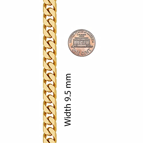 Lifetime Jewelry Miami Curb Square Cut Cuban Link Chain Necklaces 24K Gold Plated (5Mm & 9.5Mm) (24 Inches, 9.5Mm, Gold) #TOP4