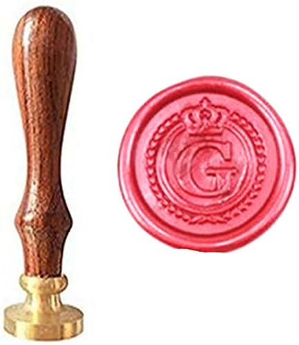 MDLG Corona de corona con letra G del alfabeto vintage, en relieve, invitaciones de boda, tarjetas de regalo, sello de cera, sello estacionario,