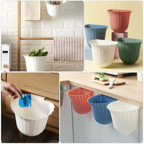 Caneca de basura de cocina colgante blanca de plástico miniatura 4