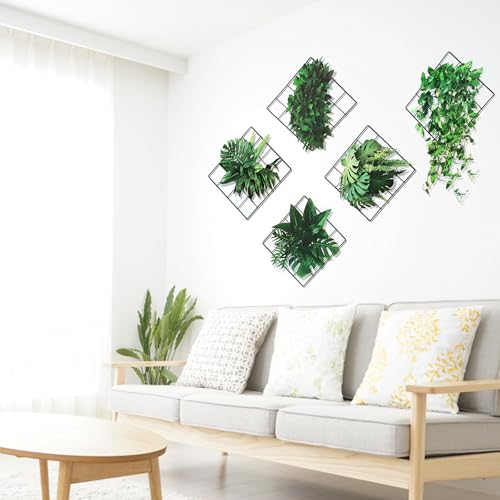 VMUTGA 3D Grünen Pflanzen Wandaufkleber, 5 Design Grüne Wandtattoo, Simulation von Hängepflanzen Wandsticker, Selbstklebende Wanddekoration für Schlafzimmer, Wohnzimmer, Büro, Küche