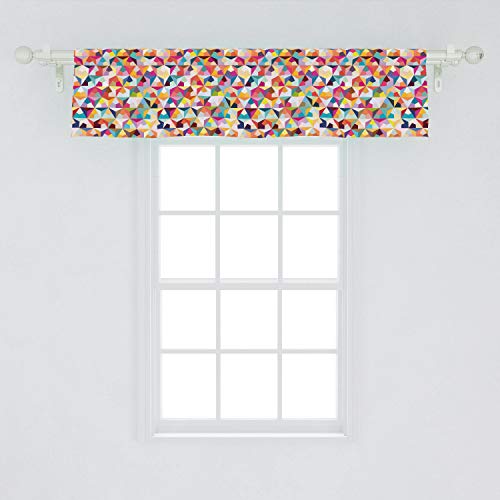 Ambesonne Geometric Window Valance, Agular Triangle Pattern Polygons In Rainbow Colors Ornate Illustration, Curtain Valance For Kitchen Bedroom Decor With Rod Pocket, 54" X 12", Multicolor #TOP1