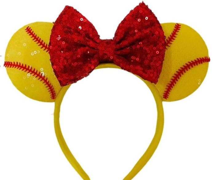 Image of CLGIFT Rose Gold, Iridescent, and Silver Blue Minnie Ears, Pick Your Color, Softball, 1 Count (Pack of 1)