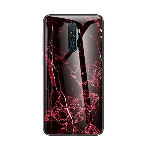 Cover Compatible with Oppo Reno Ace PCLM10,Compatible with Realme X2 Pro 【PC Panel+Tempering Glass+TPU Silicone】 3 in 1 Shockproof Phone Case Red