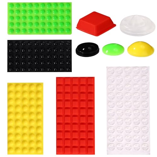250pcs Bump Dots for Visually Impaired, Assorted Sizes Silicone Braille Assistive Markers Low Vision Aids Tactile Stickers for Blind & Elderly (Black, Red, Green, Yellow, Transparent)