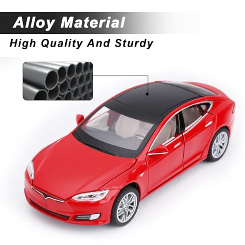 SASBSC Toy Cars Die Cast Metal Model Cars with Door Open Light and Sound Pull Back Car Toys for Boys and Girls 3-12 Years Old - Thumbnail 4