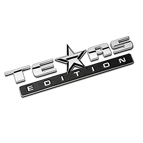 1 Count Silver+Black 3D Texas Edition Emblem Universal Decal for Truck Car Auto Vehicle