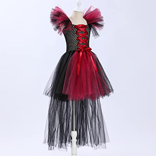 Kids Girls Halloween Witch Dress Mesh Bodice Irregular Trailing Sleeveless Gothic Tulle Tutu Dress Cute Outfits Clothes3