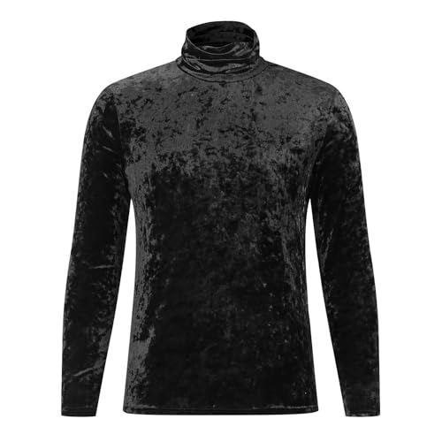 Mens Long Sleeve Turtleneck Shirts Casual Slim Fit Velvet Shirt Solid Color Basic Thermal Pullover Sweater Undershirt3