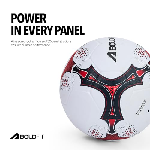 Image of Boldfit Blaze Football Practise Foot Ball Training Match Football Size 5 Original for All Ages Group Rubber Moulded Standard Sports Foot Ball for Ground, Grass, Turf