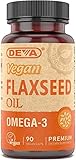 Deva Vegan Vitamins Flax Seed Oil, 500 MG, Vegan, 90 Vcap (4 pack)