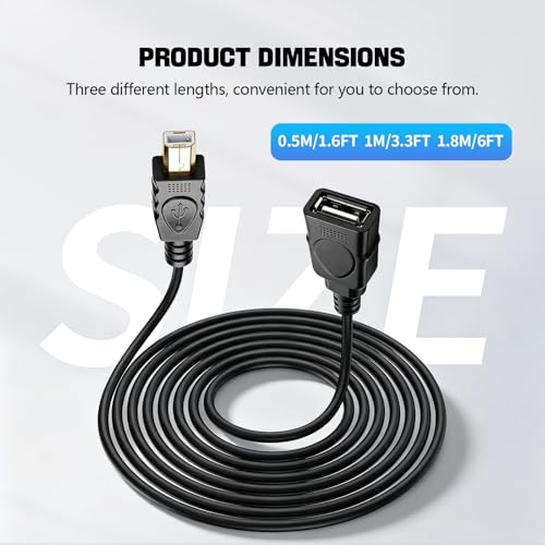 Herfair Printer to USB Female Cable USB Type A Female to Type B Male Adapter Cord Compatible with HP, Canon, Dell, Lexmark, Xerox, and More Scanner Fax Machine (0.5M/1.6FT) by Herfair - Image 7