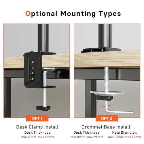 Redbat Monitorarm mit belüfteter Laptopablage, voll einstellbar für 13 bis 32 Zoll LCD LED Bildschirm & bis zu 16 Zoll Notebook, 2 Befestigungsmöglichkeiten, Neigen, Schwenken & Drehen – Bild 6