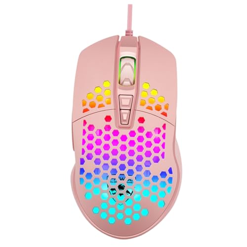 Souris de jeu filaire rose 6 touches connecteur USB avec lumière multicolore